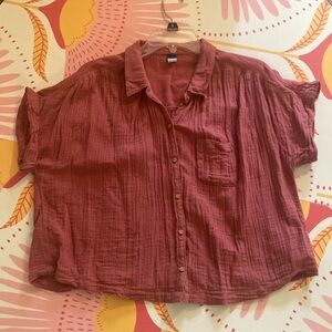 Women's Mauve Button-Up Top